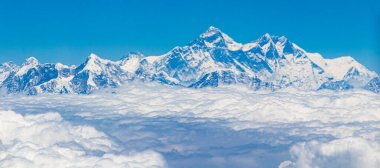 Mount Everest in the Himalayas. 8848 m high. The highest mountain on earth. Seven Summits. clipart