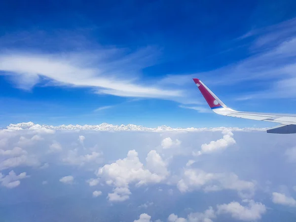 Nepal Aerolínea Ala Aviones Vuelo Sobre Monte Everest Himalaya 8848 — Foto de Stock