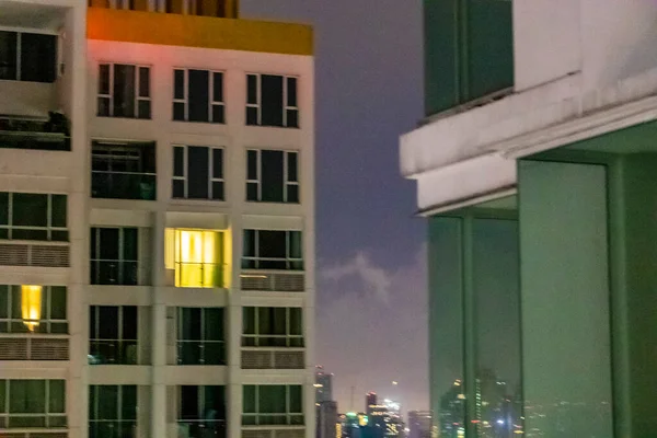 Panorama Ciudad Bangkok Noche Con Tormenta Rascacielos Paisaje Urbano Capital —  Fotos de Stock