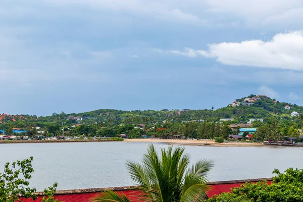 Vista Templo Para Bela Ilha Koh Samui Surat Thani Tailândia — Fotografia de Stock