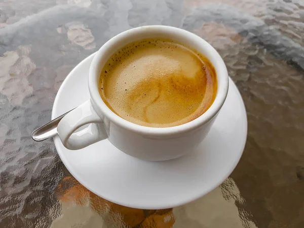 Black coffee on Spain's island of Mallorca. Expensive and luxury.