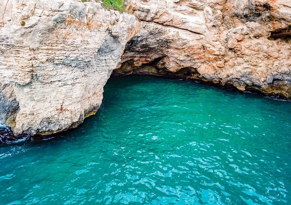 Πανοραμική Βολή Drone Από Ψηλά Στον Κόλπο Του Cala Santany — Φωτογραφία Αρχείου