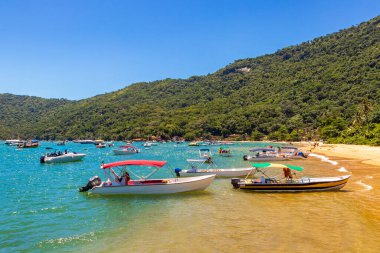 Büyük tropik ada Ilha Grande Abraao Sahili Angra dos Reis, Rio de Janeiro, Brezilya.