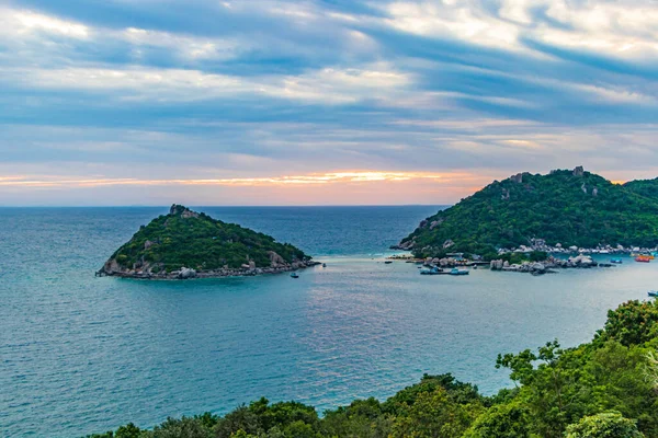 Coucher Soleil Sur Les Belles Plages Koh Nang Yuan Beach — Photo