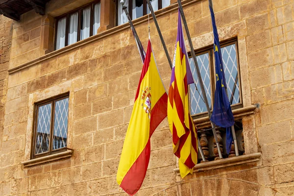 Mallorca Španělsko Vlajky Camposu Mallorce Španělsku — Stock fotografie