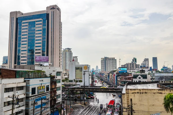 Cityscape Rain Heavy Traffic Ratchthewi Bangkok Thailand — Stock Photo, Image