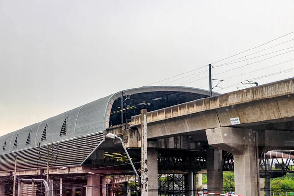 Stadsbild Vid Makkasan Station Flygplats Järnvägsförbindelse Ratchthewi Bangkok Thailand — Stockfoto