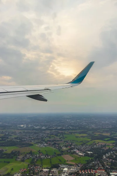 Volando Sobre Bremen Alemania Con Vista Desde Ventana Del Avión — Foto de Stock