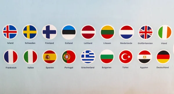 Bremen Airport Whole World Country Flags Greece Denmark Spain Italy — Stock Photo, Image