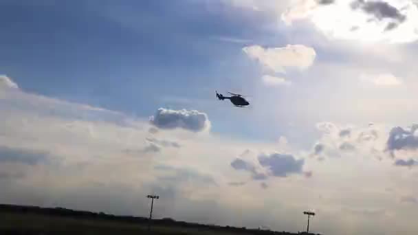 Look Out Airport Window Airfield Flying Helicopter — Stock Video