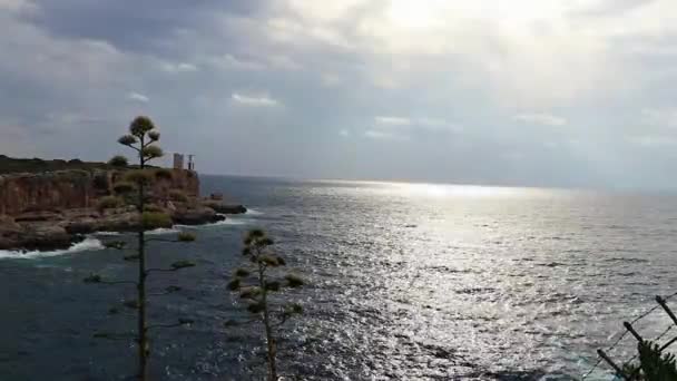 Utsikt Över Bukten Och Torre Den Beu Cala Figuera — Stockvideo