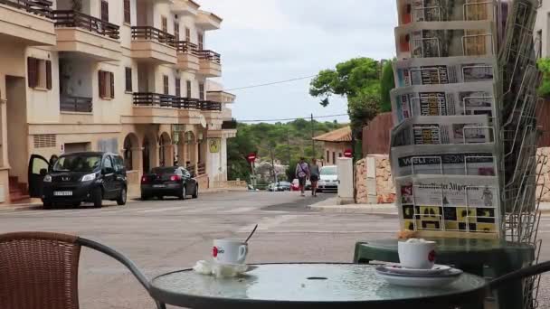 Street Buildings Cafes People Cala Figuera Mallorca Spain — Stock Video