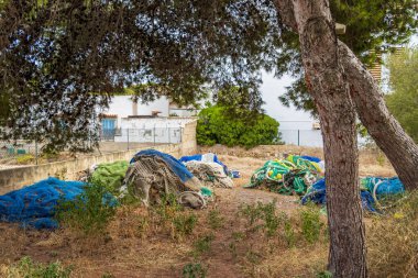 İspanya 'da Mallorca' da balıkçılık ağları.