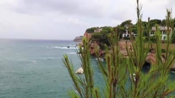 Panorama Cliffs Landscape Bay Cala Santany Mallorca Spain — Stock Video