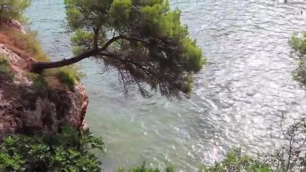 Sahil Uçurum Körfez Cala Santany Mallorca Balearic Adaları Spanya — Stok video