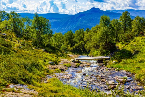 Amazing Norwegian Landscape Beautiful River Waterfall Vang Valdres Innlandet Noruega — Fotografia de Stock