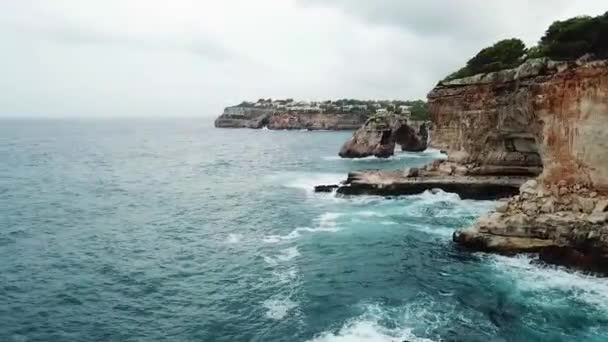 Панорамний Безпілотний Літальний Апарат Затоки Кала Сантані Мальорка Іспанія — стокове відео