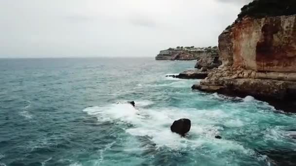 Panoramadrönare Bild Bukten Cala Santany Mallorca Spanien — Stockvideo