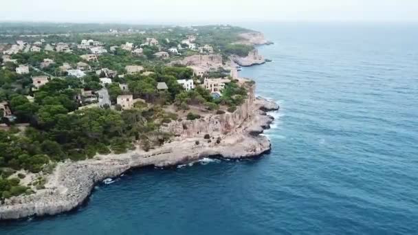 Cala Santany Mallorca Körfezi Nin Panoramik Drone Görüntüsü Spanya — Stok video