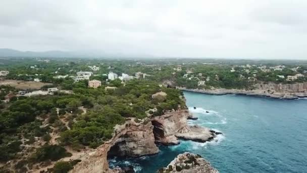 Cala Santany Mallorca Körfezi Nin Panoramik Drone Görüntüsü Spanya — Stok video