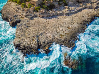 İspanya Mallorca Balearic Adaları 'ndaki Cala Mondrago Samarador' un Punta de Sa Guardia 'sı..