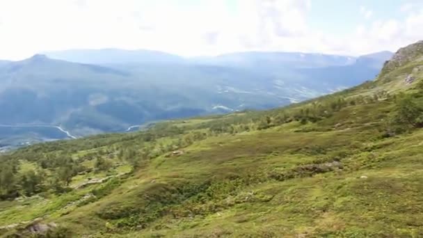 Vang Norveç Güneşli Bir Günde Dağ Manzarası — Stok video
