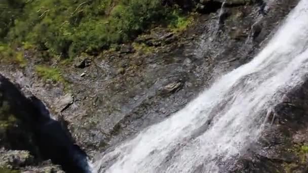 Amazing Norwegian Landscape Beautiful River Waterfall Vang Valdres Innlandet Noruega — Vídeo de Stock