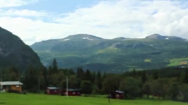 Guidare Attraverso Norvegia Estate Con Montagne Vista Fiordo — Video Stock