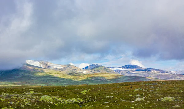 Niesamowity Norweski Krajobraz Kolorowymi Górami Lasami Parku Narodowym Jotunheimen Norwegia — Zdjęcie stockowe