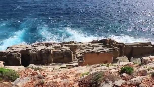 Cliffs Bay Landscape Panorama Parc Natural Mondrag Mallorca Spain — Stock Video