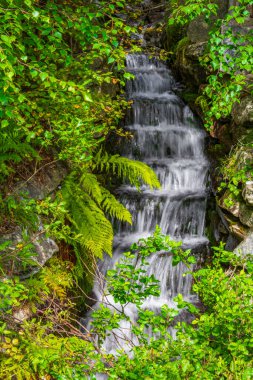 Vang i Valdres, Innlandet, Norveç 'te küçük güzel bir şelalenin akan suyu.