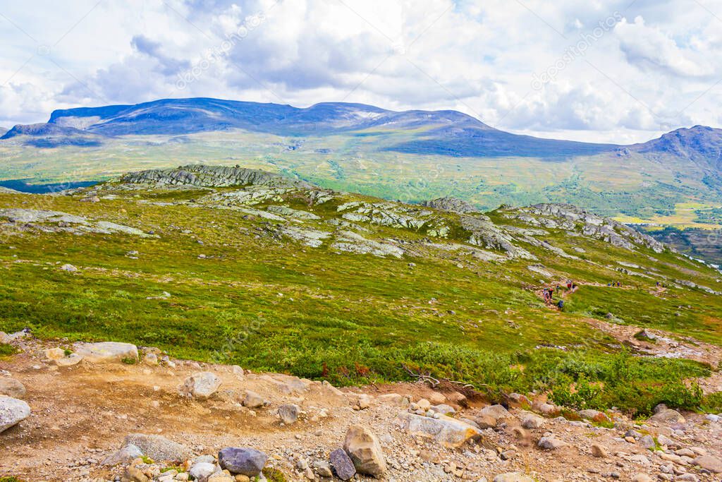 Amazing Besseggen Mountain trekking landscape Jotunheimen in Norway