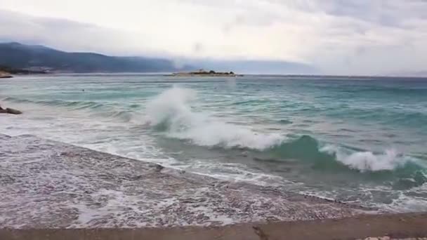 Ondas Viento Novi Vinodolski Isla San Marino Croacia — Vídeo de stock