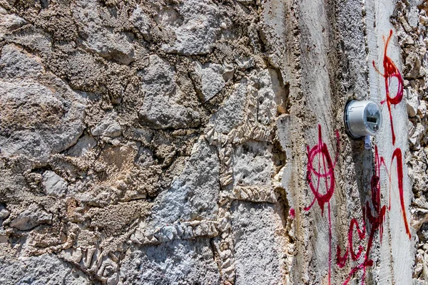 Текстура Каменных Бетонных Стен Граффити Электричество Метр Мексика — стоковое фото