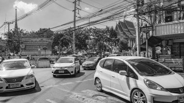 Bangkok Tayland 26 numara. Ocak 2020 Şehir yaşamı siyah beyaz resim Don Mueang Bangkok Tayland.