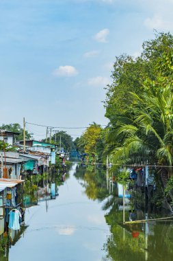 Don Mueang Bangkok Tayland 'daki Prem Prachakon Kanalı' nda ve nehirde hayat..