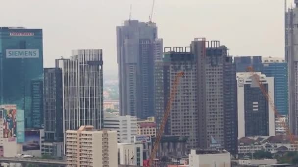 Stadtpanorama Bangkok Wolkenkratzer Stadtbild Der Hauptstadt Thailands — Stockvideo