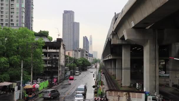 Час Пик Интенсивного Движения Мегаполисе Бангкока Таиланд — стоковое видео