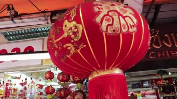Gouden Chinese Kat Souvenirs Souvenir Winkel Bangkok Thailand — Stockvideo