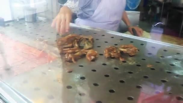 Отвратительная Незнакомая Тайская Еда Китайская Кухня Рынке Уличной Еды Китайском — стоковое видео