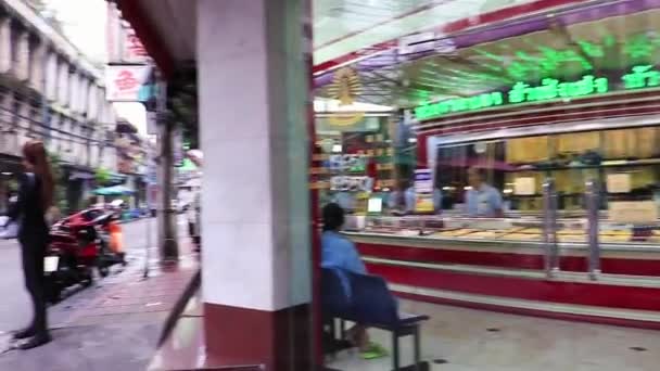 Tráfego Pesado China Town Yaowarat Road Bangkok Tailândia — Vídeo de Stock