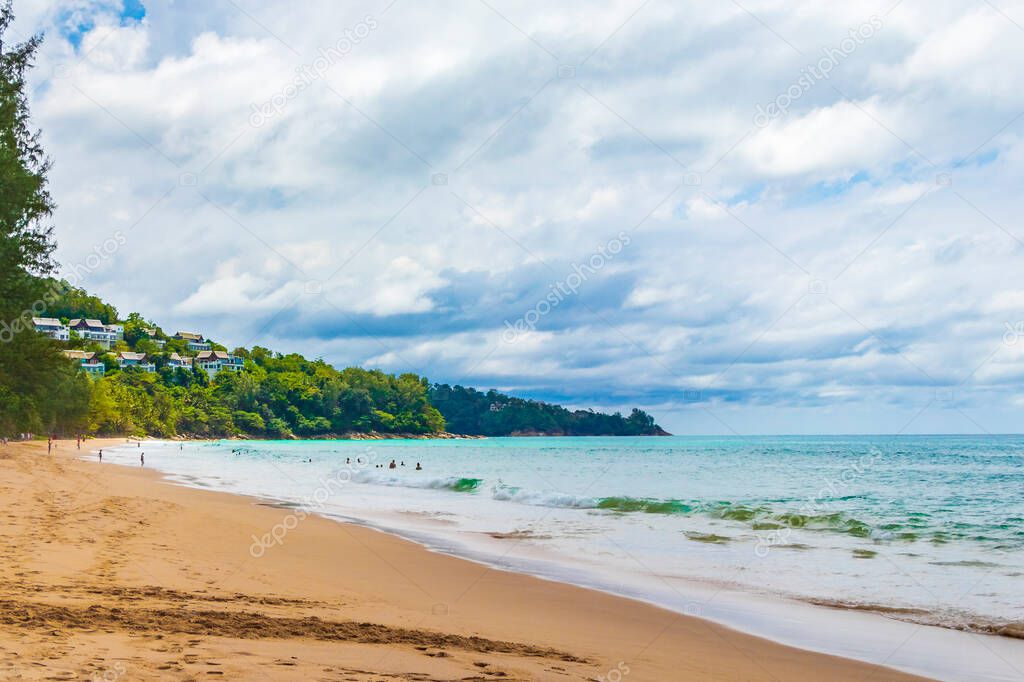 Nai Thon Naithon Beach a dream beach with few people turquoise clear water in Sakhu Thalang Phuket Thailand.