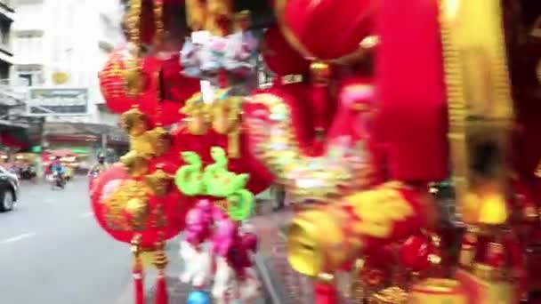 Bangkok Tailândia 2018 Tráfego Pesado China Town Yaowarat Road Bangkok — Vídeo de Stock