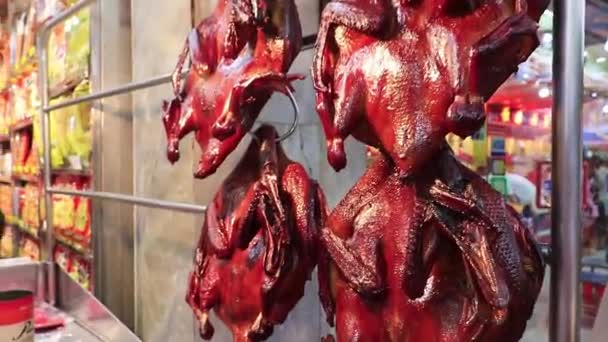 Tajski Chiński Ulicy Jedzenie Świnia Twarz Chiny Miasto Bangkok Tajlandia — Wideo stockowe