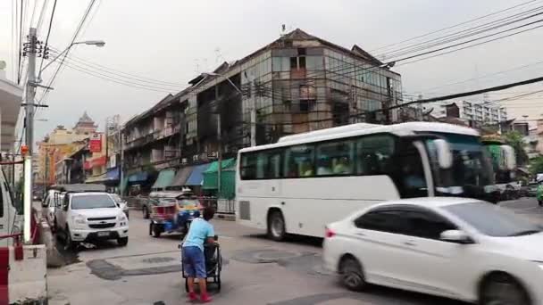 Bangkok Thailandia 2018 Traffico Pesante China Town Yaowarat Road Bangkok — Video Stock