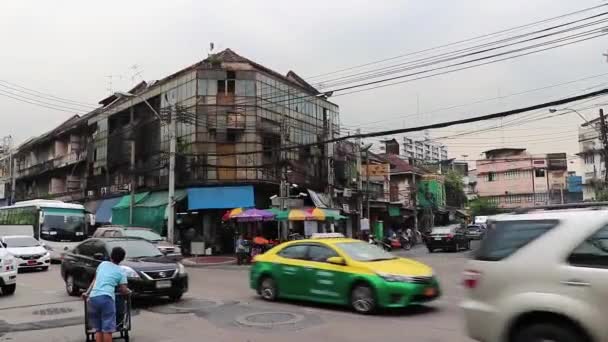 Bangkok Thajsko 2018 Silný Provoz Číně Město Yaowarat Road Bangkok — Stock video