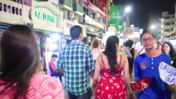 バンコクタイ22 2018年5月 カオ山ロード最も人気のある観光夜パーティーバンコクタイ — ストック動画