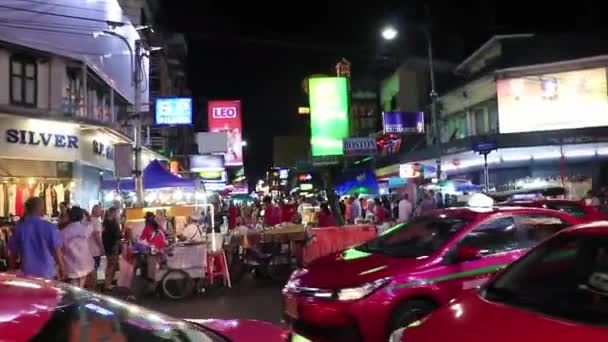 Bangkok Thailand Mai 2018 Khaosan Kaosan Road Beliebtesten Touristen Nachtparty — Stockvideo