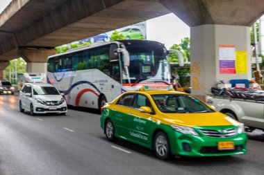 Bangkok Tayland 22 numara. Mai 2018 Tayland 'ın başkenti Bangkok' ta yoğun trafik var..