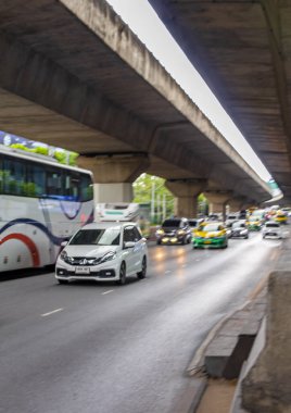 Bangkok Tayland 22 numara. Mai 2018 Tayland 'ın başkenti Bangkok' ta yoğun trafik var..